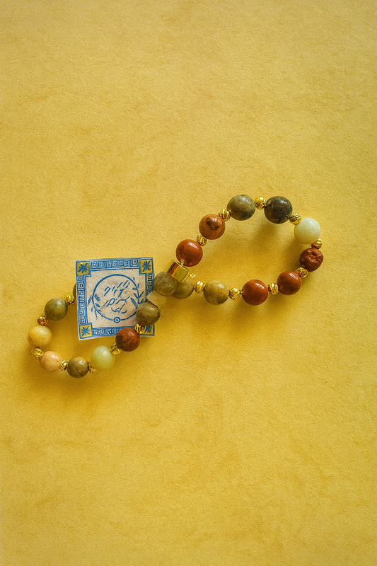 Amazonit Jasper 6 mm lastikli bileklik, 6 cm çap